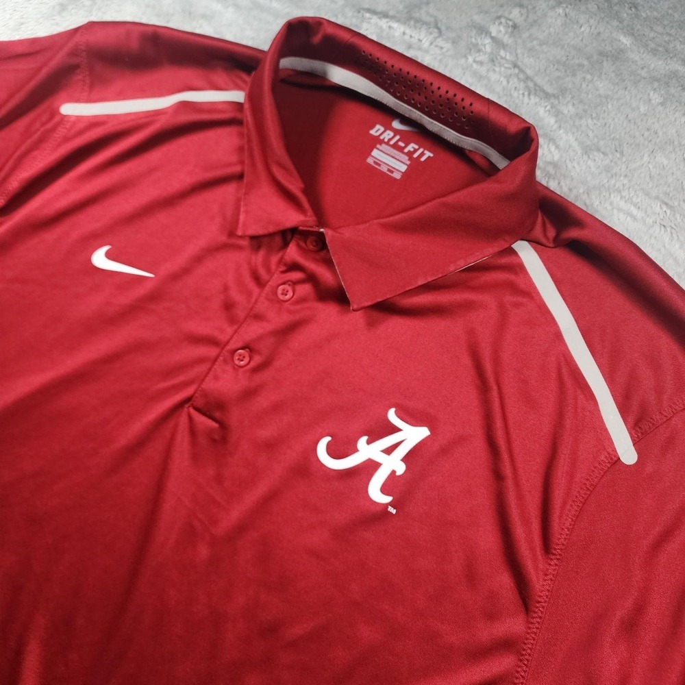 Alabama Crimson Tide Shirt Mens 2XL Red NCAA Football Nike Dri-FIT Polo Golf